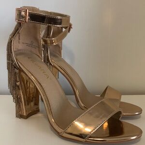 Beaded Fringe Chunky Heel